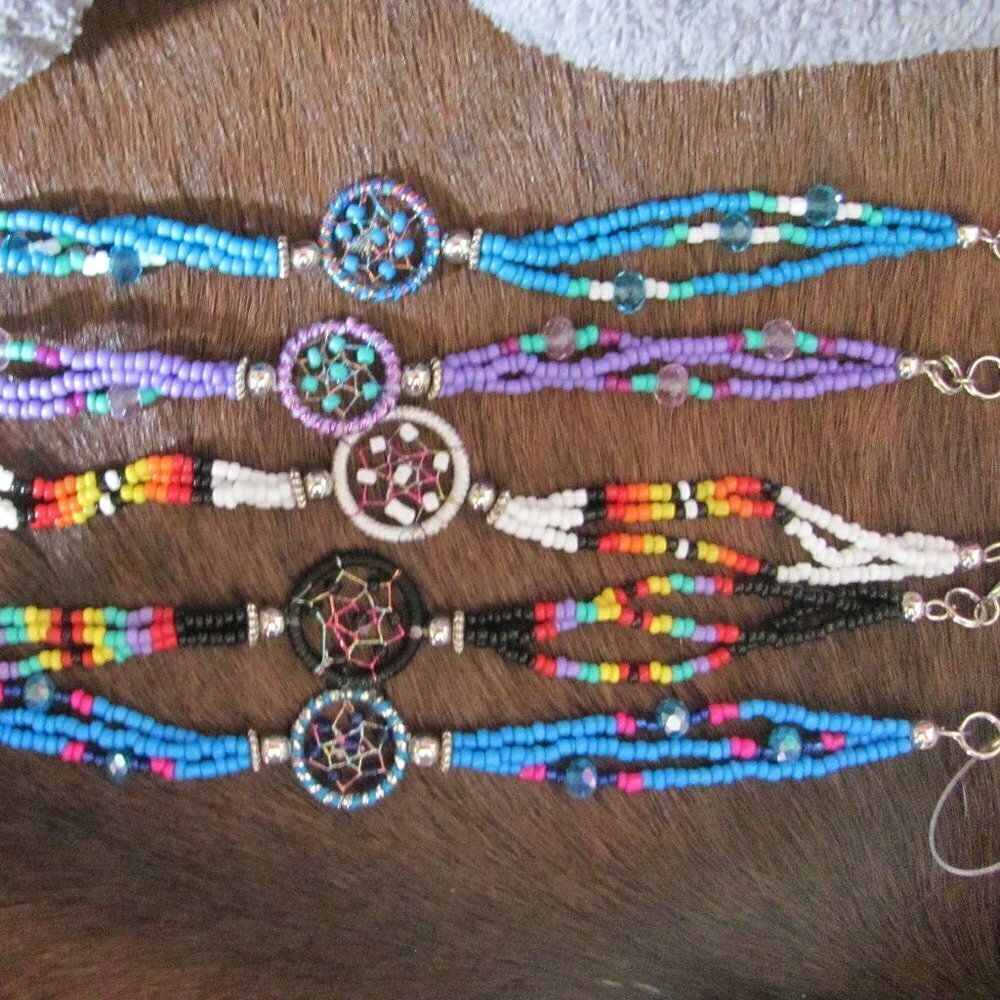GENUINE NAVAJO MADE BEADED DREAMCATCHER BRACELETS - Picture 2 of 7